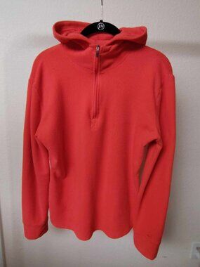 Cuddle Duds - long sleeved, 3-quarter zip fleece hoodie, orange, size Large